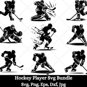 Ensemble Svg joueur de hockey, Hockey sur glace Svg, Png de hockey, fichiers numériques de joueurs de hockey Cricut, Svg de maman de hockey, Svg de chemise de joueur de hockey