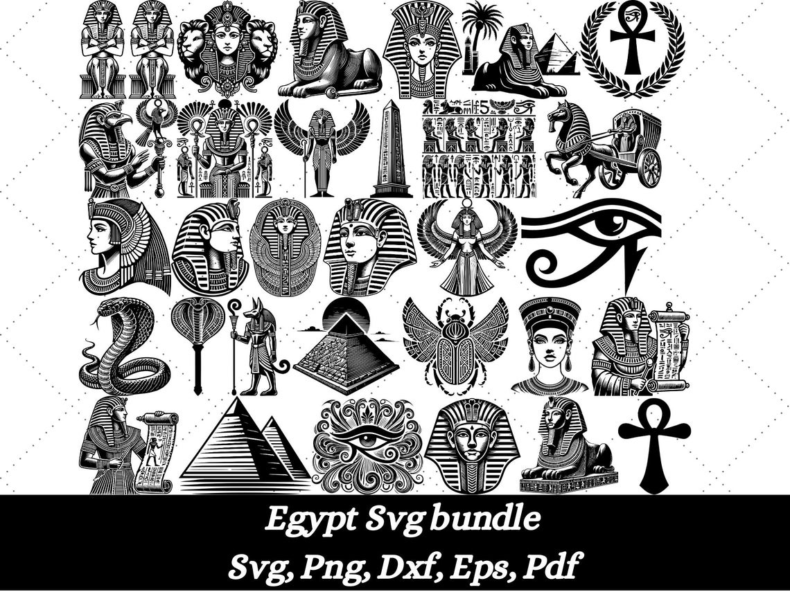 Egyptian Symbols Svg Bundle, Egyptian Icons, Hieroglyph, Egyptian ...