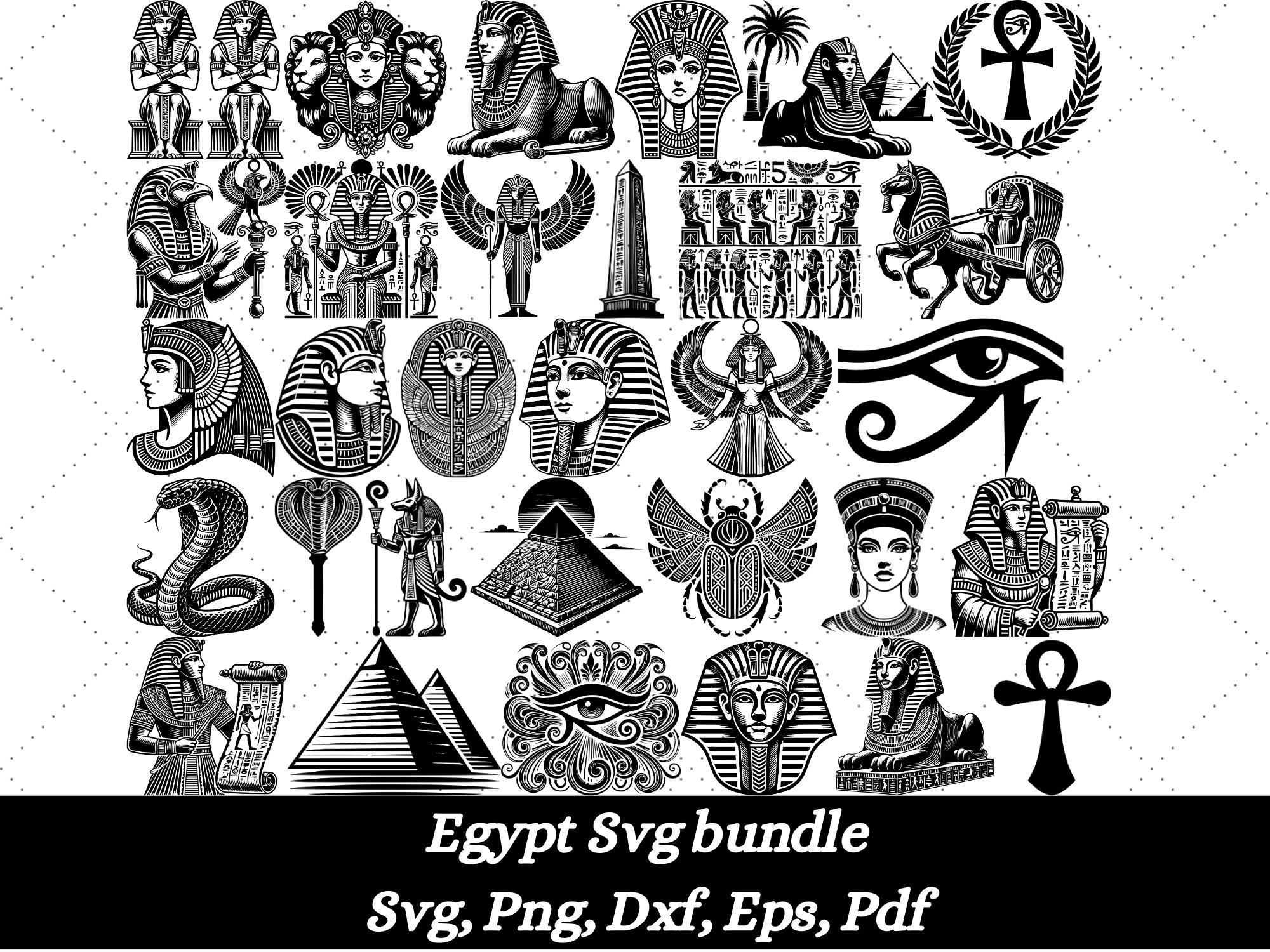 Egyptian Symbols Svg Bundle, Egyptian Icons, Hieroglyph, Egyptian ...