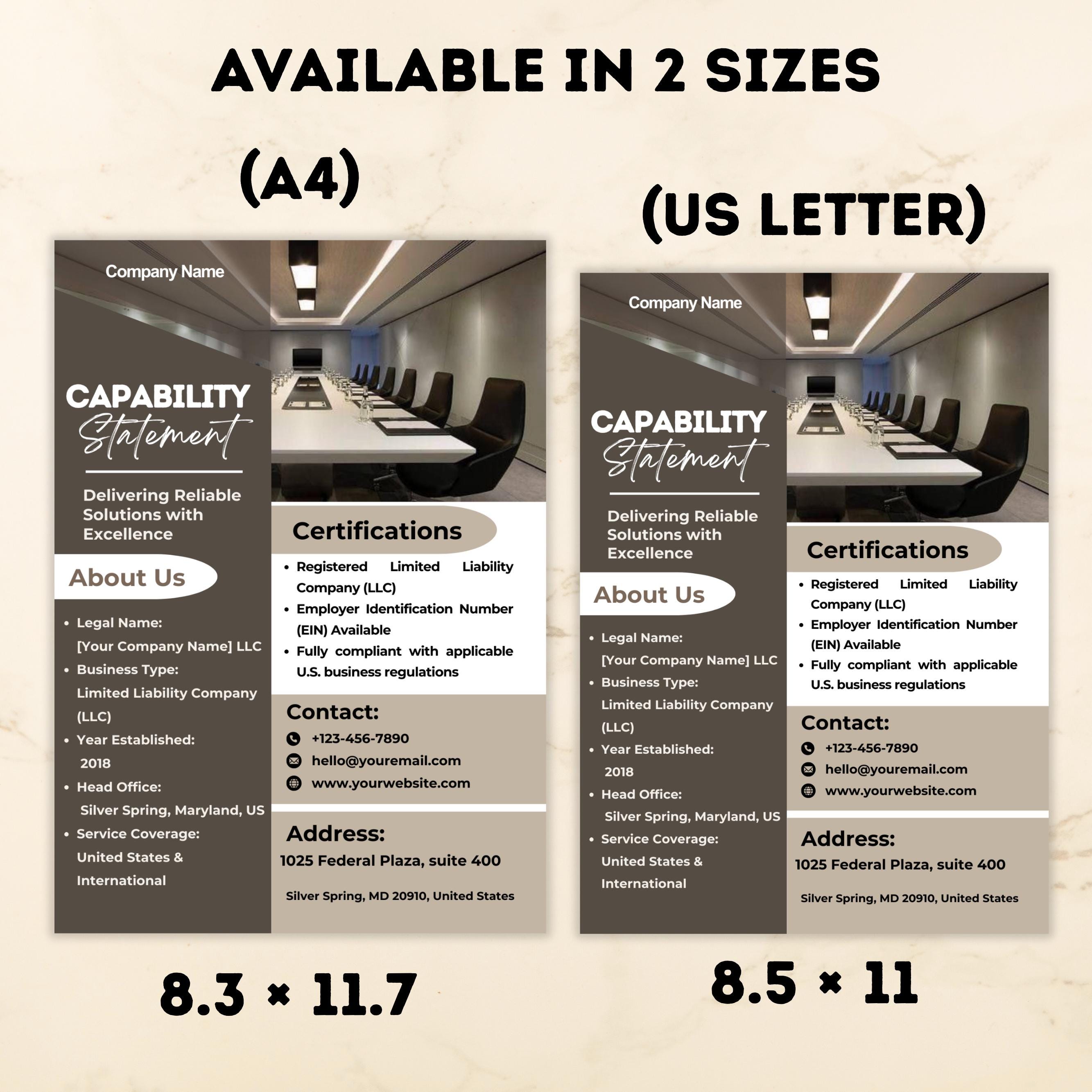 Capability Statement Template Canva, Corporate Company Marketing Flyer ...