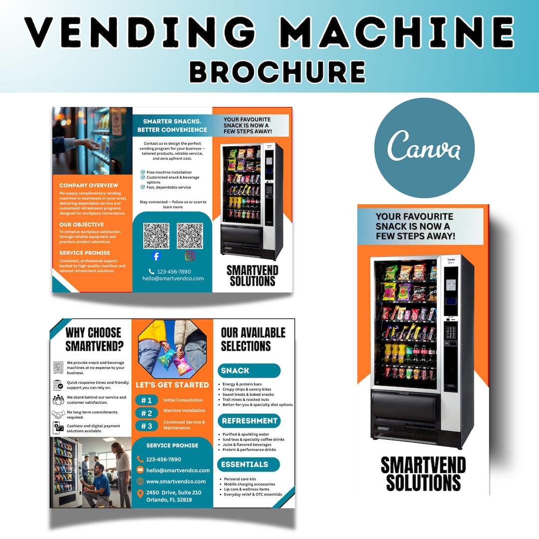 Vending Machine Pamplet Vending Machine Business Brochure Template, Vending Machine Trifold ...