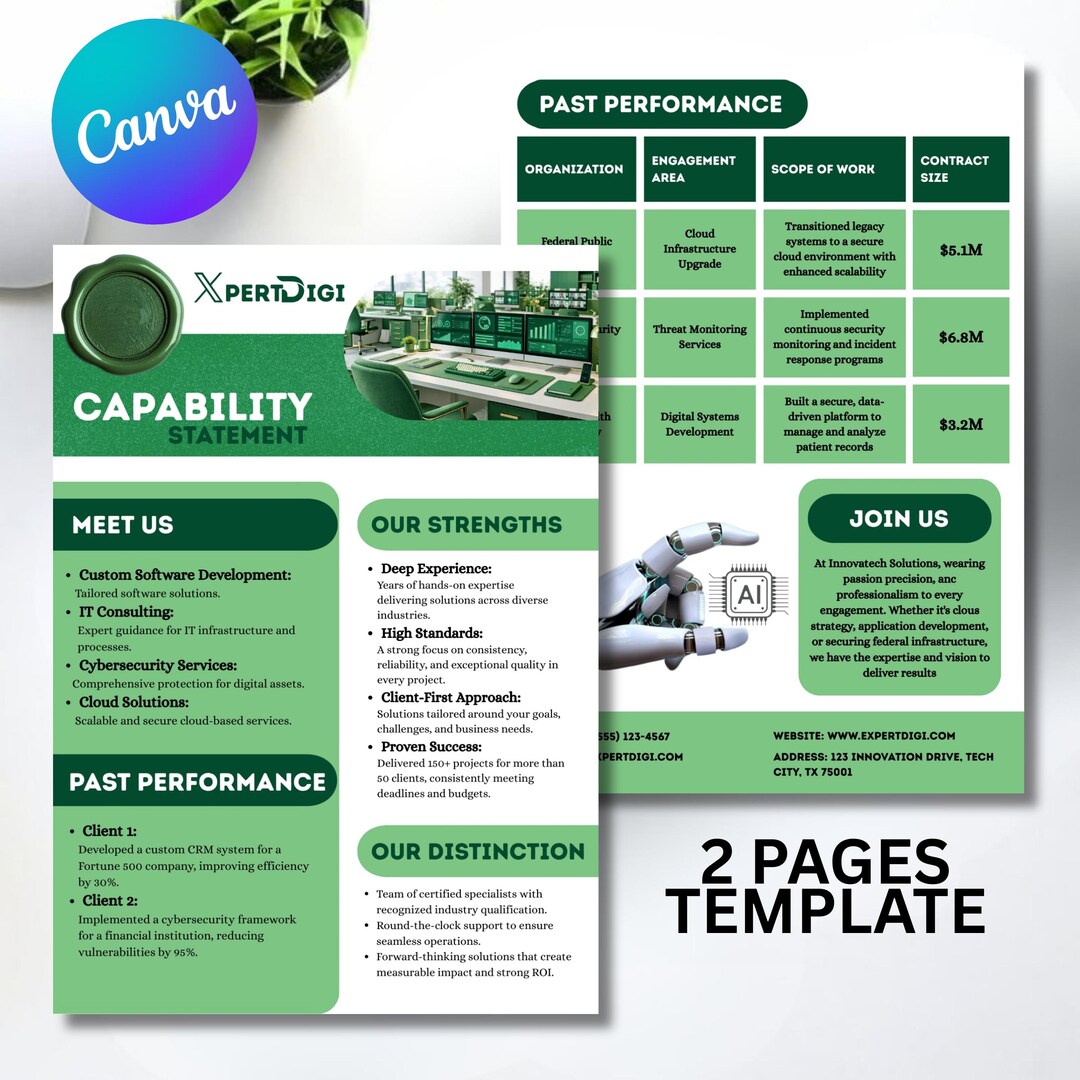Capability Statement Template Canva, Corporate Company Marketing Flyer ...