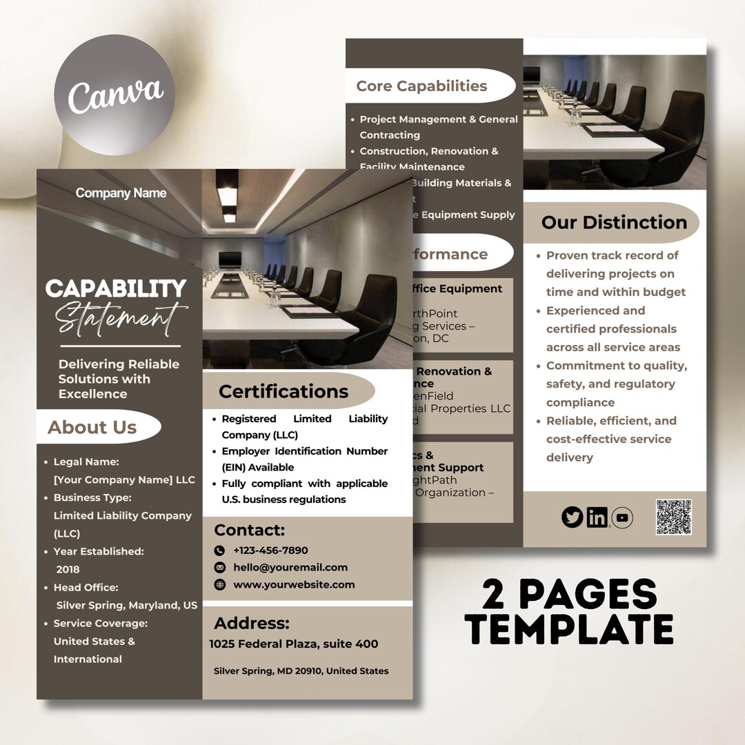Capability Statement Template Canva, Corporate Company Marketing Flyer ...