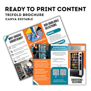 Vending Machine Business Brochure Template, Vending Machine Trifold Brochure,Vending Machine Advertisement Canva Template, Business Flyer image 4