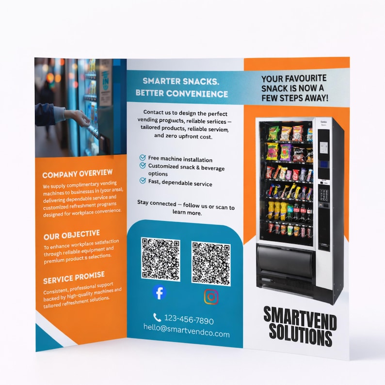 Vending Machine Business Brochure Template, Vending Machine Trifold Brochure,Vending Machine Advertisement Canva Template, Business Flyer image 3