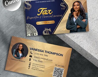 Tax Business Card, DIY Business Card For Tax Season Marketing, Tax Preparer Business Card, Tax Professional Referral Card Canva Template