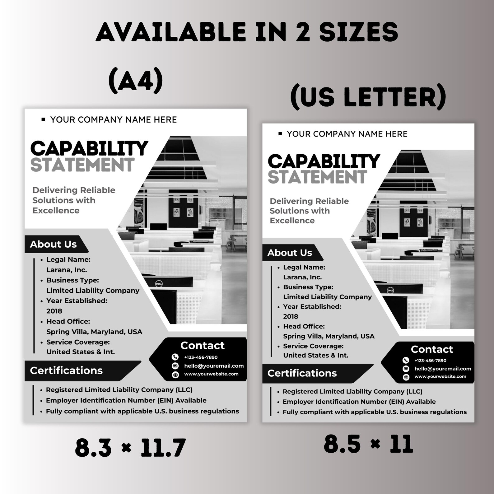 Capability Statement Template Canva, Corporate Company Marketing Flyer ...