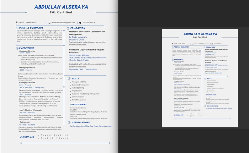 Ats-friendly Resume Template for Real Estate Agents | Professional CV ...