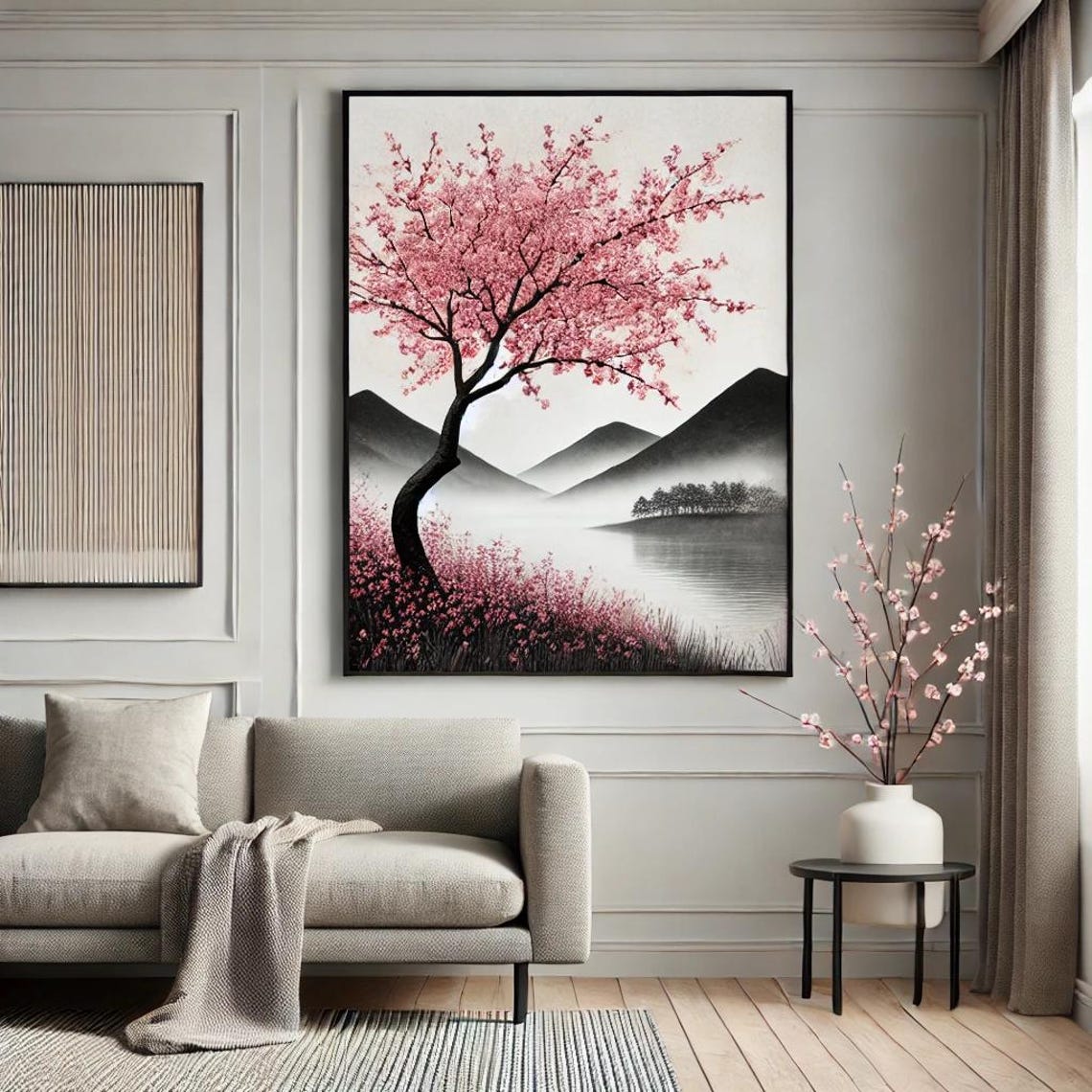 Cherry Blossom Art, Japanese Wall Art, Sakura Print, Aesthetic Digital ...