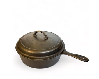 Vintage SOLID Heavy Cast Iron 10.5'' No. 8 Chicken Fryer Pan w/ Self Basting Lid Marked 1288A