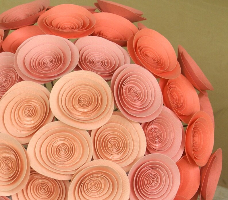 Peach Ombre Paper Flower Bridal Bouquet Large Coral Bouquet Etsy