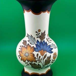 Mid 20th Century Vintage Flora Gouda ceramic vase with floral decoration.