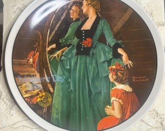 1984 Knowles Mother's Day collector plate featuring Norman Rockwell's "Grandma's Courting Dress."