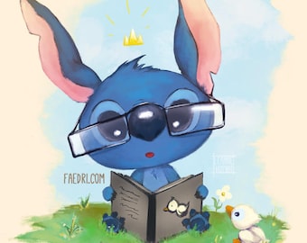 Stitch & Duckling Illustration Art Print