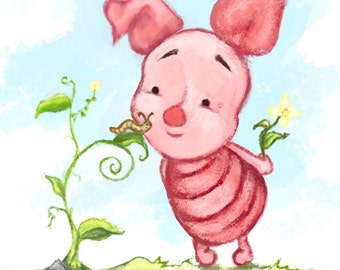 Winnie the Pooh - Baby Piglet Art Illustration Print