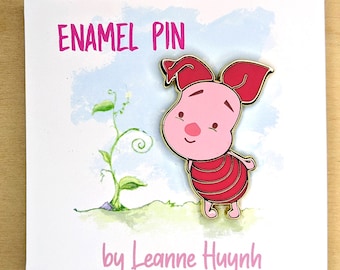 Baby Piglet Gold Enamel Pin