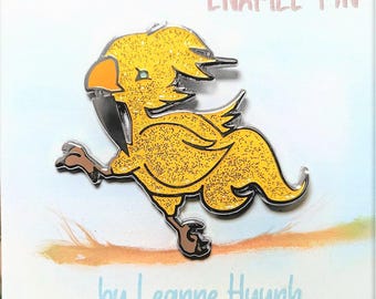 Final Fantasy Yellow Glitter Chocobo Silver Enamel Pin - B Grade - Second Pin