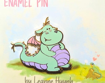 Chubby Dragon Gold Enamel Pin