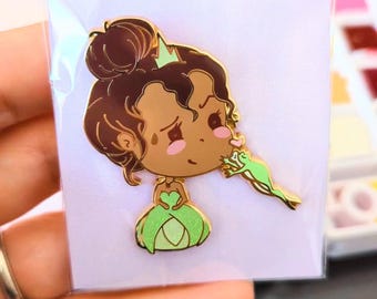 Princess Tiana & the Frog Prince Gold Enamel Pin