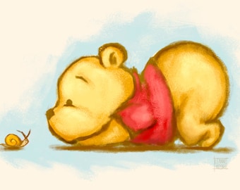 Winnie the Pooh - Baby Pooh Bear Illustration Art Print