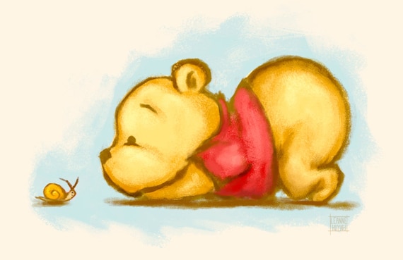 Winnie the Pooh Baby Pooh Bear Illustration Art Print | Etsy
