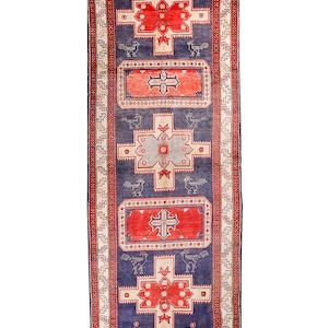 Vintage Hand-knotted Wool Runner Rug: 4x11 Oriental Design, Turkish