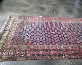 Antiker Stammes-Teppich aus dem 19. Jahrhundert, 6x13 Fuß (ca. 183x396 cm), Abrash, mit durchgehendem Paisley-Muster, 180 x 399 cm