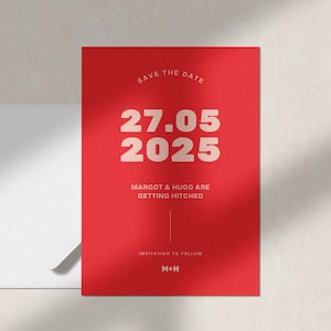 Wedding Save the Date Template Colourful Retro Save the Date Editable Minimal Template | MARGOT Wedding Stationery Suite