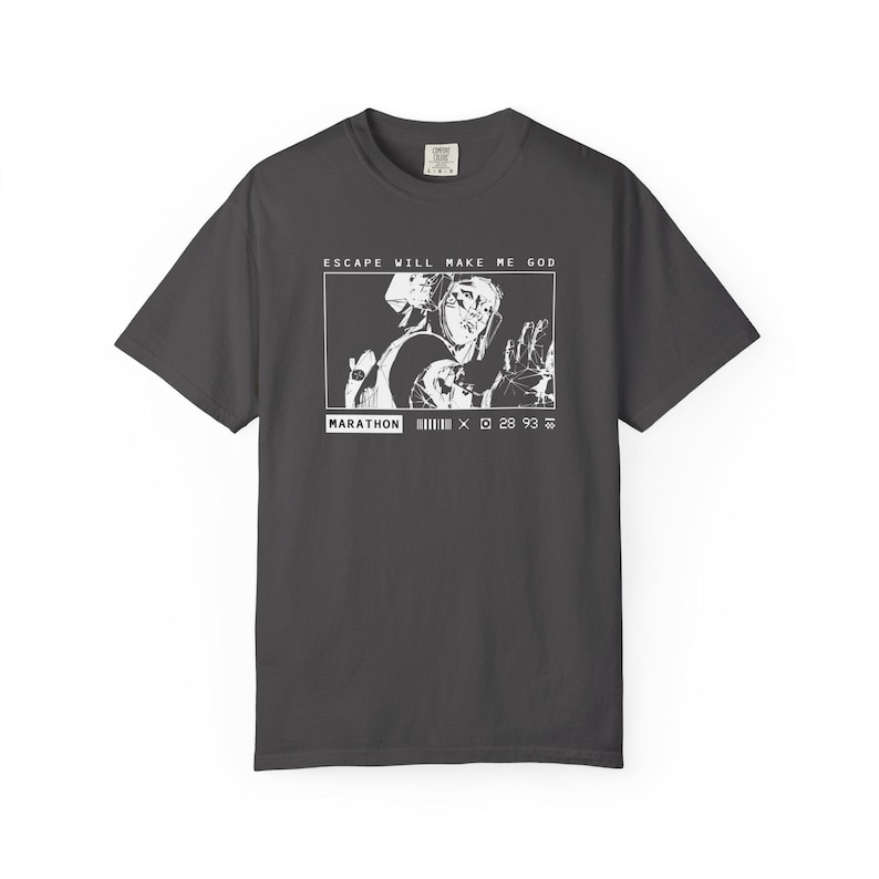 Marathon Game Shirt Vandal Wireframe Escape Will Make Me God Tee image 8