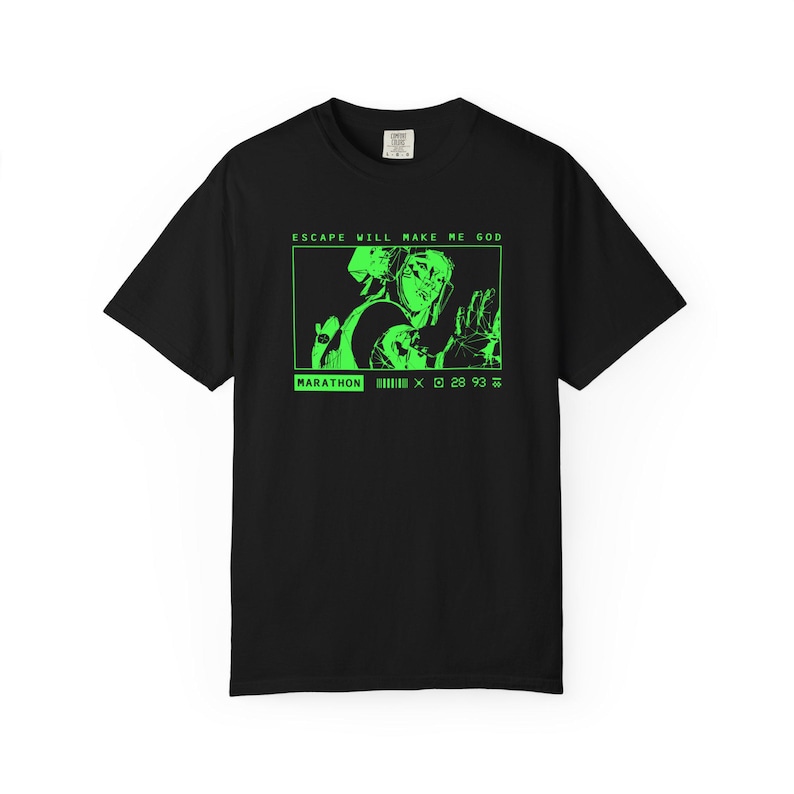 Marathon Game Shirt Vandal Wireframe Escape Will Make Me God Tee image 9