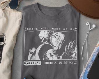 Marathon Game Shirt Vandal Wireframe Escape Will Make Me God Tee