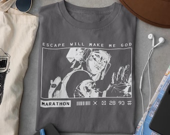Marathon Game Shirt Vandal Wireframe Escape Will Make Me God Tee