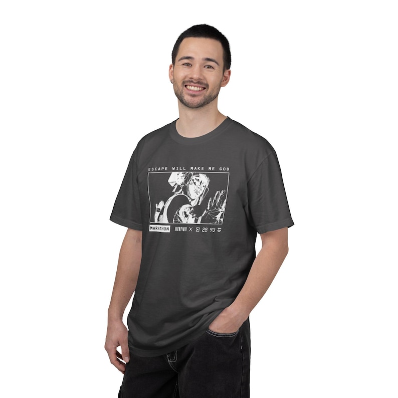 Marathon Game Shirt Vandal Wireframe Escape Will Make Me God Tee image 4