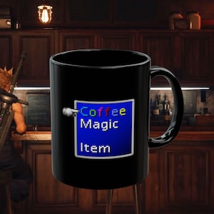 Caneca de café Final Fantasy 7 - Menu de batalha FF7, caneca de presente para jogadores nerds, caneca de café para videogame