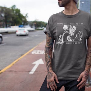 Marathon Game Shirt Vandal Wireframe Escape Will Make Me God Tee image 3
