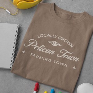 Stardew Valley-T-shirt: Pelican Town Farming, comfortabele kleuren katoen