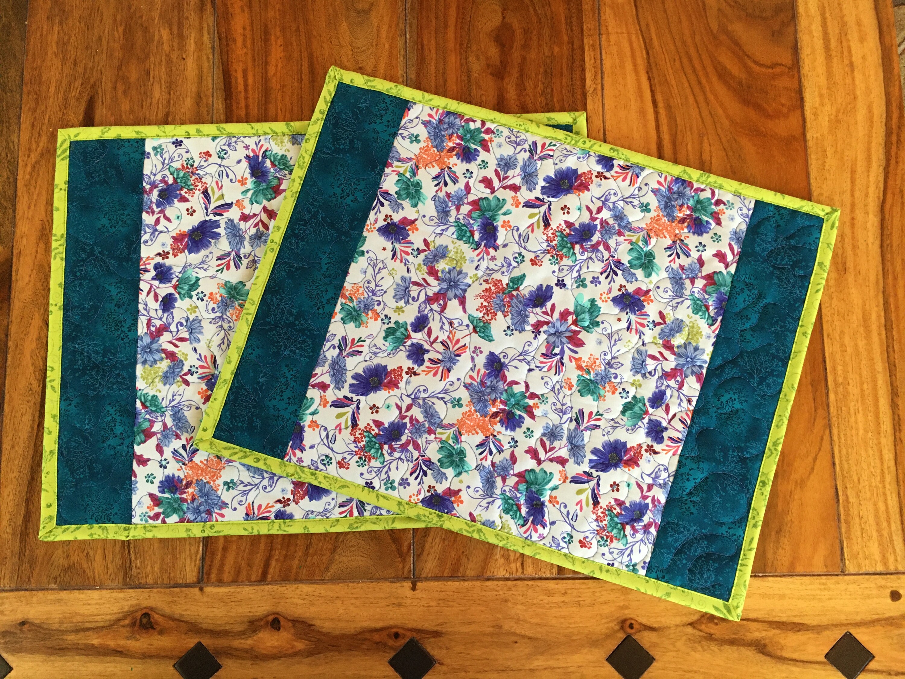 Spring Flowers Quilted Placemats 13x17 Washable Cotton Etsy