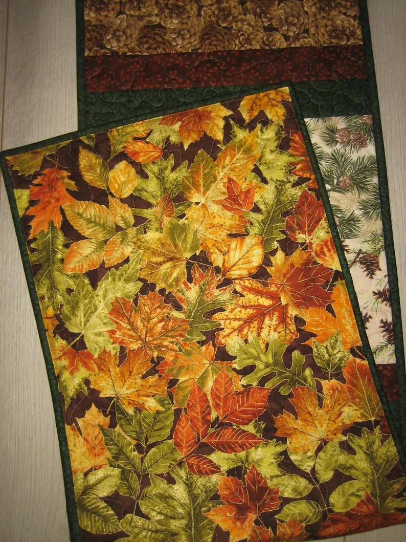 Pine Cones Quilted Table Runner Mountain Cabin Decor Fall ...