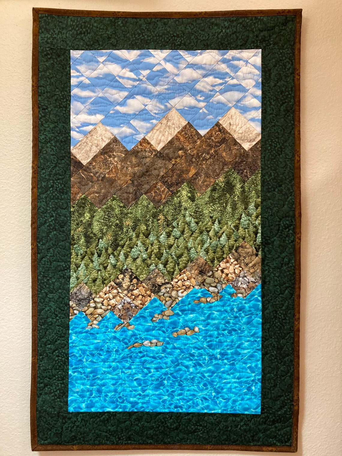 Lake Tahoe Fabric Wall Hanging Landscape Textile Art Quilt Etsy