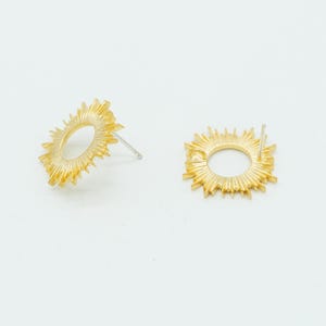 NP-2140, Matte Gold Plated over Brass, 19mm Sun Ear Stud, Sunburst Earrings, 925 sterling silver post, DIY Making Earrings Bild 2