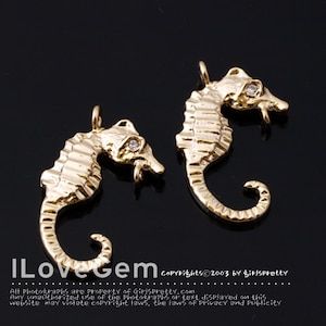 NP-1448 Gold plated, Sea Horse, pendant, 2pcs