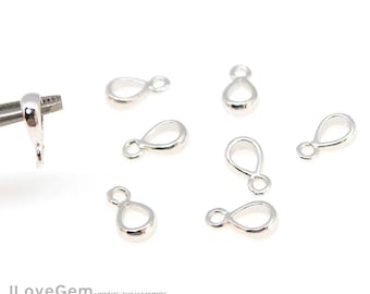 SALE/ 50pcs// NP-2054, Nickel Free Rhodium plated, 2X9mm, Simple Pendant Bail, Bail with Open Loop, Necklace Pendant Bail