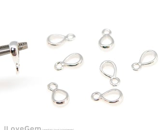Simple Necklace Pendant Bail, NP-2054, Nickel Free Rhodium Plated over Brass, Bail with Open Loop, DIY Jewelry Findings