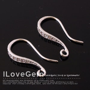 4pcs, NP-1165, Rhodium Plated, Earrings, Wedding jewelry supplies, Cubic Ear Wires, Cubic Ear Hooks image 1