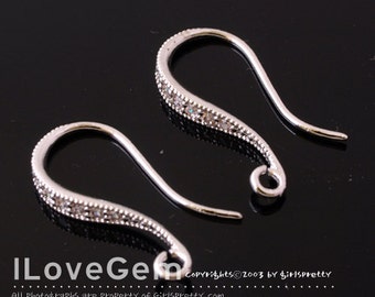 WSALE/ 20pcs// NP-1165, Rhodium Plated, Earrings, Wedding jewelry supplies, Cubic Ear Wires, Cubic Ear Hooks