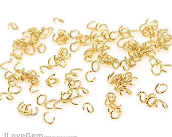 10gram, Jumpring, Gold plated, 4X3mm Oval Jumpring, 22 gauge, 0.6mm Thickness, Jump Rings