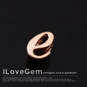 NP-1616 Rose Gold Plated, Cursive Alphabet, Lower case, Pendant, e, 2pcs/ Initial beads, Letter, Personalized, Customized jewelry