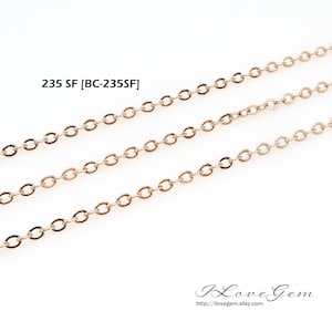 Essential Flat Cable Bulk Chain, BC-235SF, Rose Gold plated over Brass, Oval Link Chain, For Making Necklace Bracelet