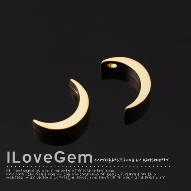 Mini Crescent Moon Beads Crescent Moon Pendant SALE10pcs NP-1745 Matt Gold Plated