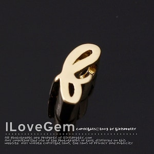 NP-1616-GO, Gold Plated, Cursive Alphabet, Lower case, Pendant, f, 2pcs/ Initial beads, Letter, Personalized, Customized jewelry